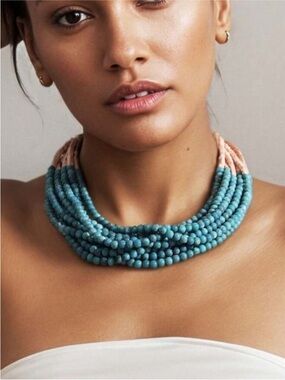 New! Turquoise Beaded Stack Necklace NWOT